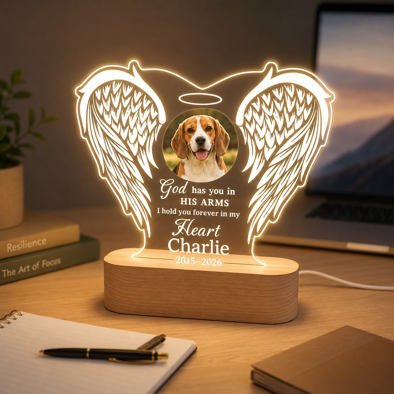 Custom Photo Dog In My Heart Wooden LED Light | Personalized Dog Photo LED Night Light | Pet Loss Sympathy Gift TOM99