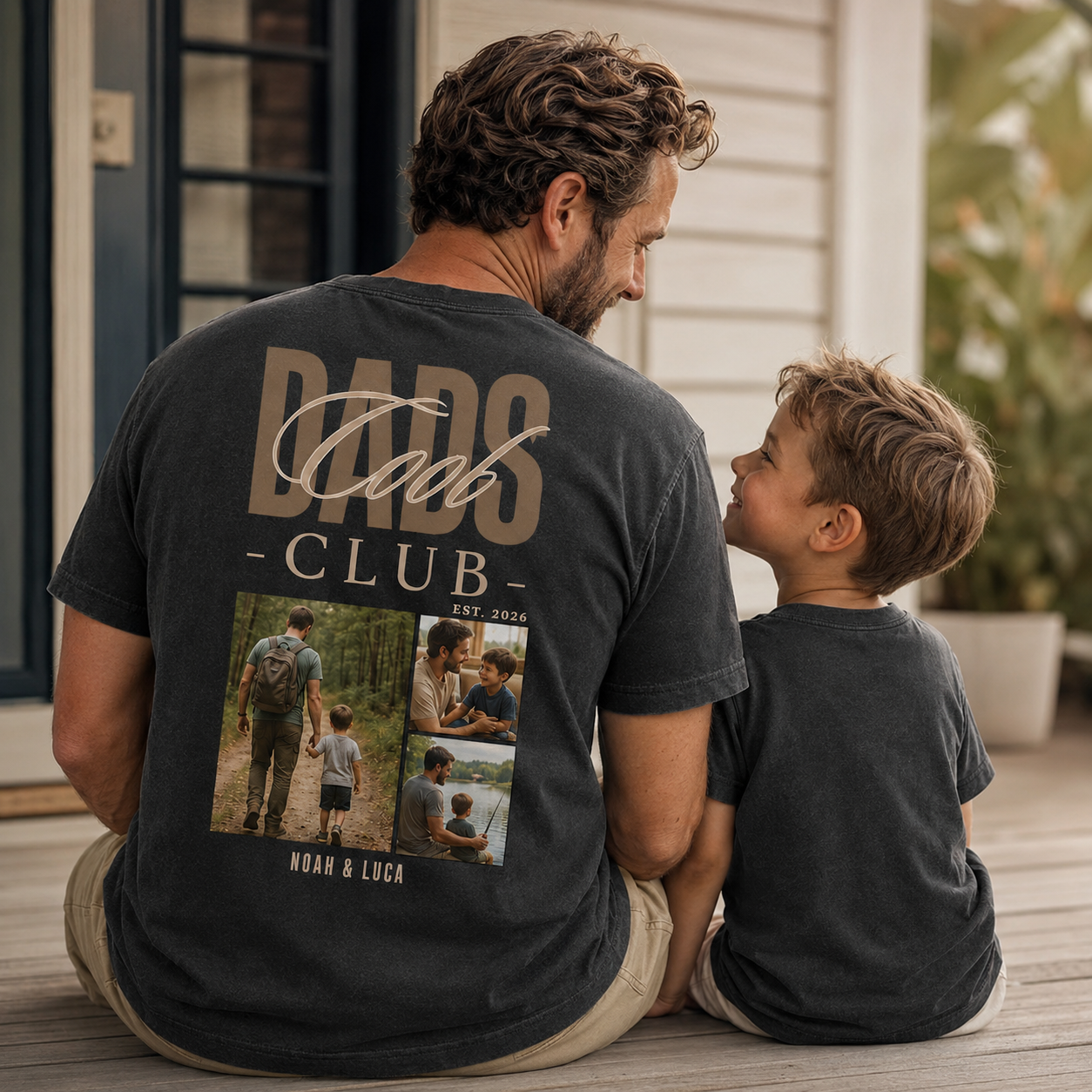 Custom Dad Club Photo Wash T-Shirt, Personalized Dad Gifts | Gift For Dad TOM99