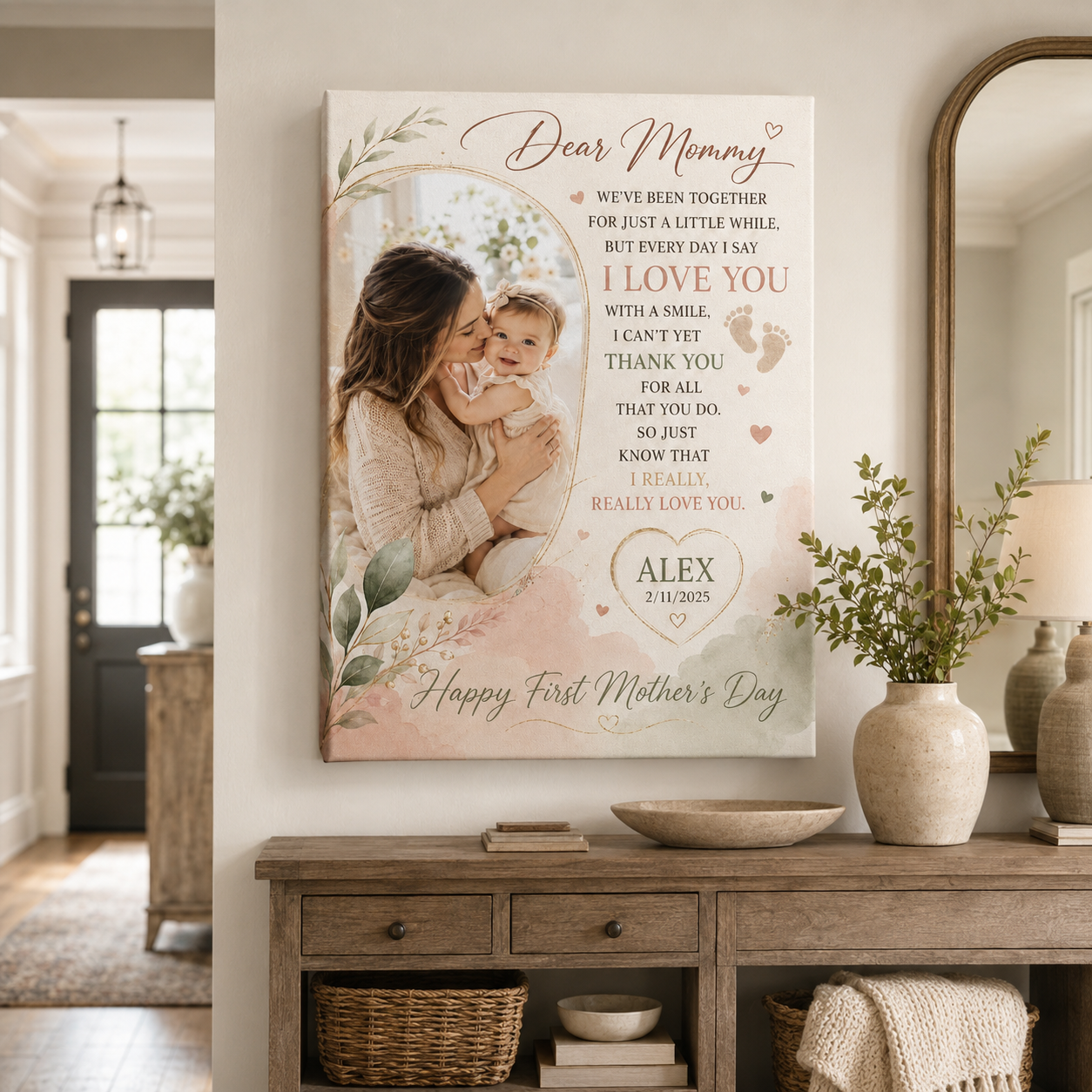 Custom Photo Dear Mommy Canvas Wall Art - Custom Gift For Mom TOM99