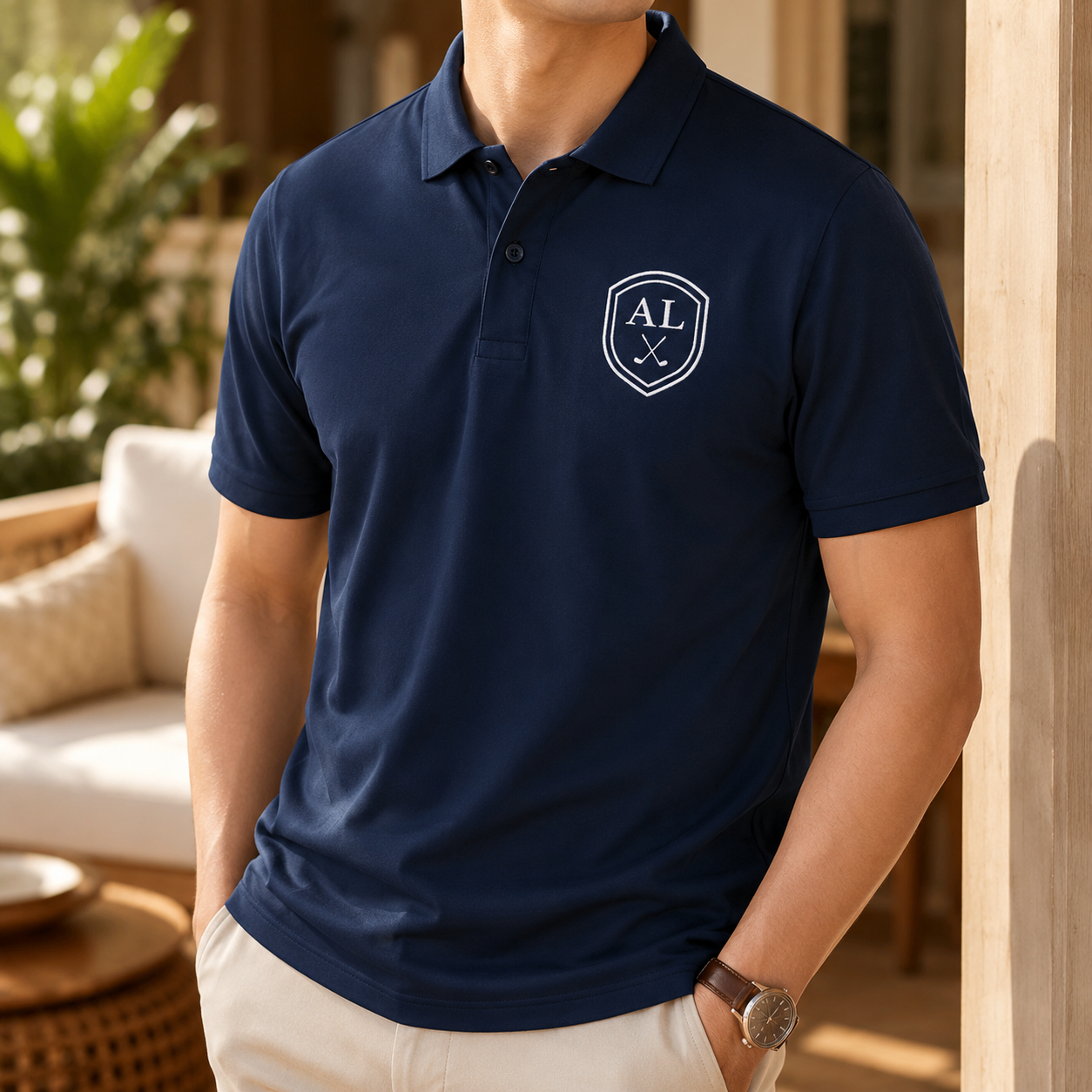 Custom Photo Dad Golf Lover Polo Shirt, Personalized Polo Shirt For Husband Dad Grandfather TOM99