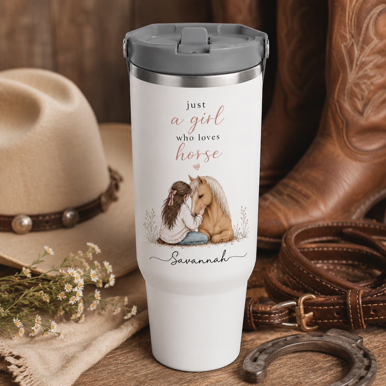 Custom Photo Just A Girl Who Loves Horse 30oz Tumbler | Gift For Horse Lovers | Pet Lover Gifts TOM99