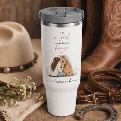 Custom Photo Just A Girl Who Loves Horse 30oz Tumbler | Gift For Horse Lovers | Pet Lover Gifts TOM99
