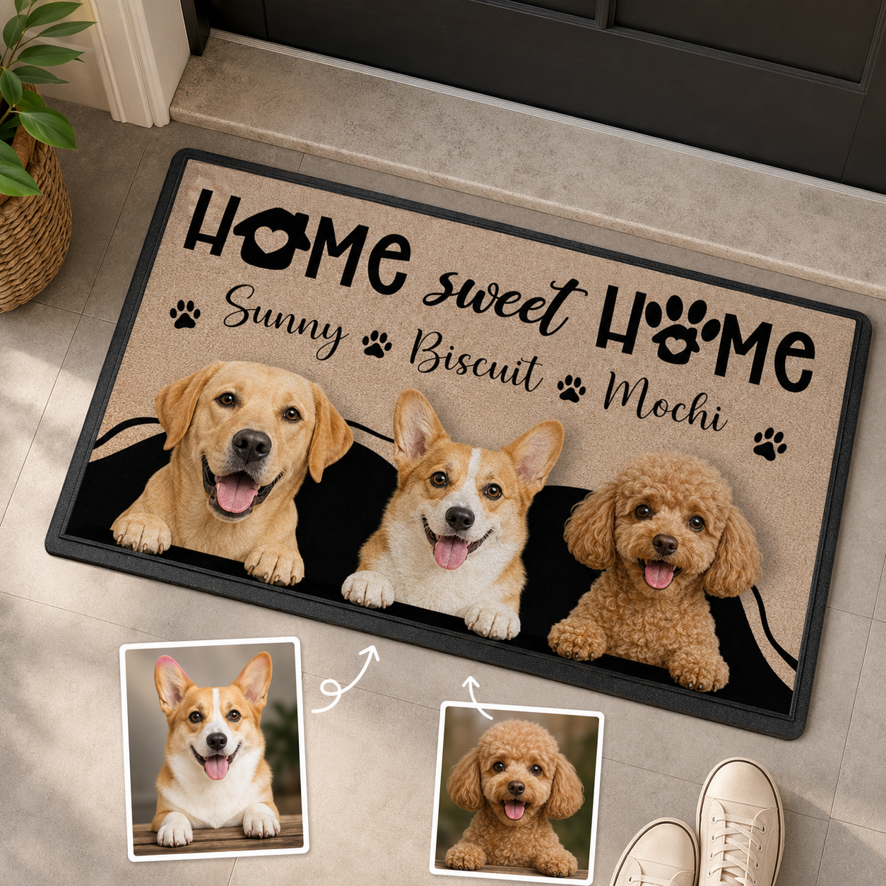 Custom Photo Home Sweet Home Dog Doormat | Photo Pet Doormat | Gift For Dog Lovers