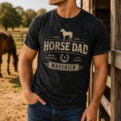 Custom Photo Horse Dad Wash T-Shirt | Personalized Horse Lover Shirt | Gift For Horse Lovers TOM99