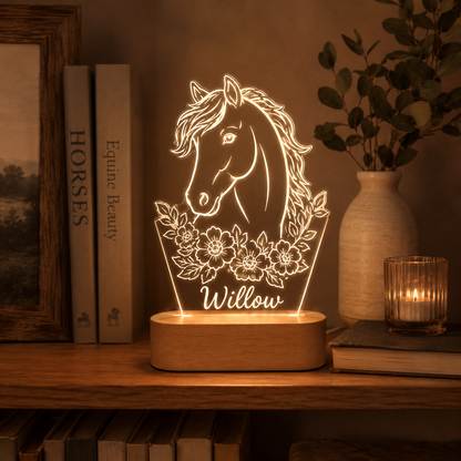Custom Photo Horse Wooden Led Light | Personalized Horse Photo Wooden Led Light | Gift For Horse Lovers TOM99