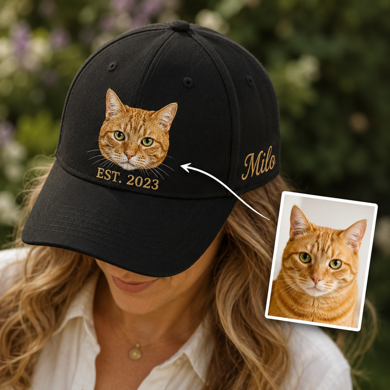 Custom Photo Cat Embroidered Hat | Gift For Cat Lovers Pa99