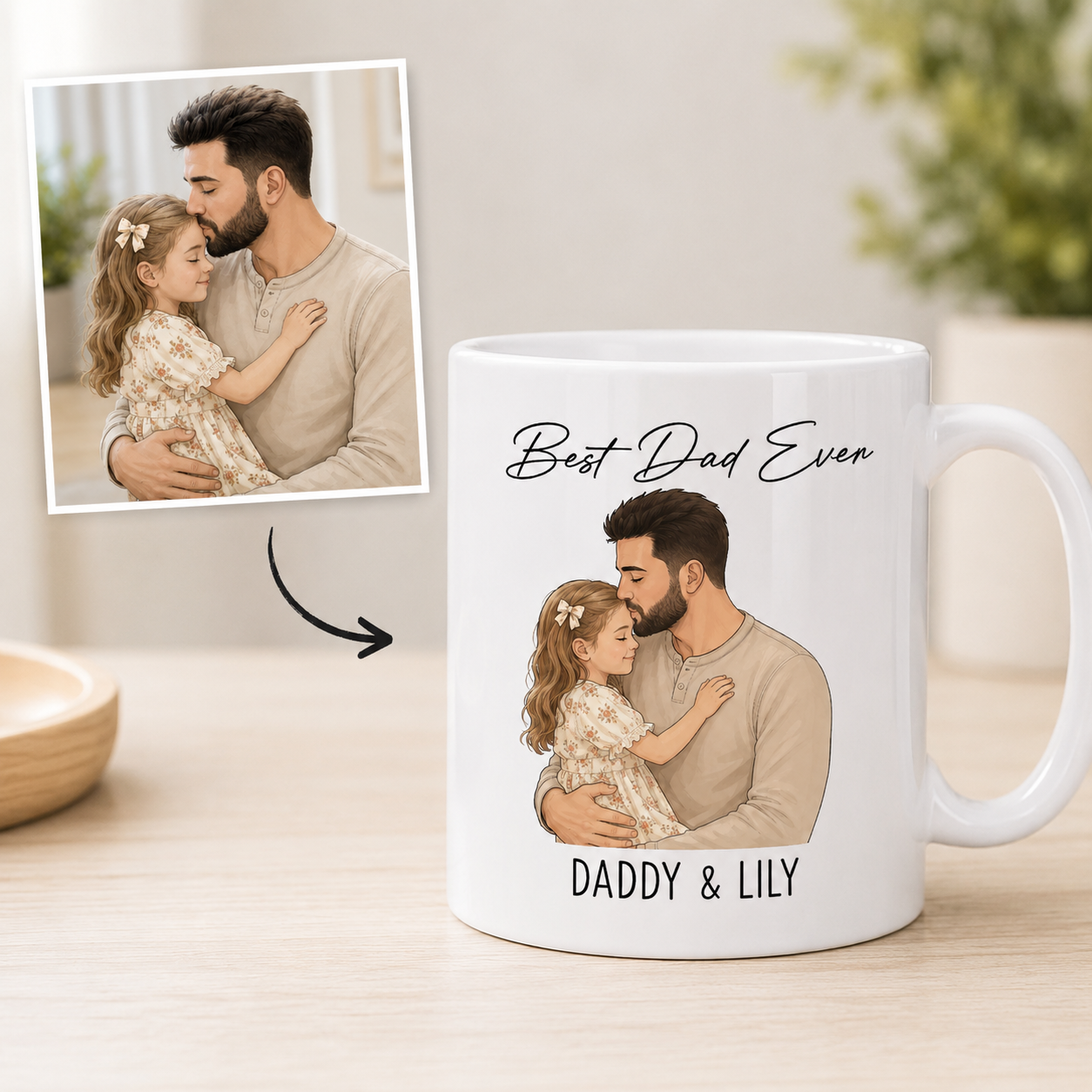 Custom Photo Best Dad Ever Mug, Personalized Mug Mug For Husband Dad Grandfather TOM99