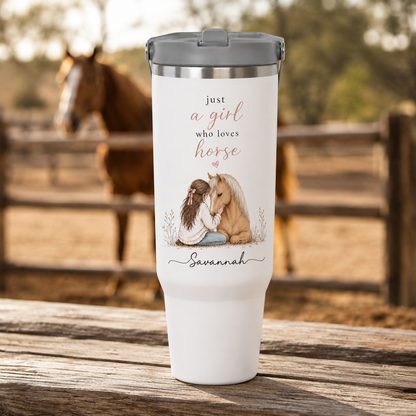 Custom Photo Just A Girl Who Loves Horse 30oz Tumbler | Gift For Horse Lovers | Pet Lover Gifts TOM99