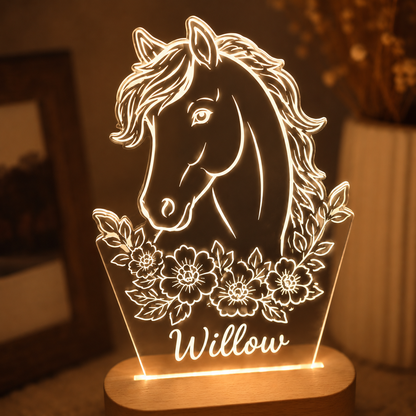 Custom Photo Horse Wooden Led Light | Personalized Horse Photo Wooden Led Light | Gift For Horse Lovers TOM99
