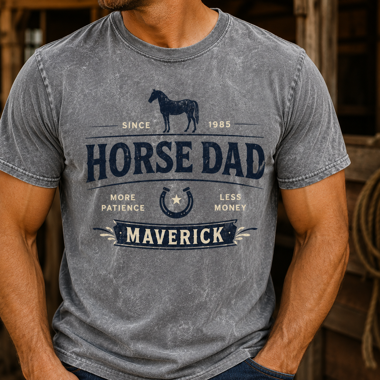 Custom Photo Horse Dad Wash T-Shirt | Personalized Horse Lover Shirt | Gift For Horse Lovers TOM99
