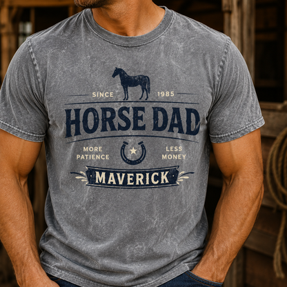 Custom Photo Horse Dad Wash T-Shirt | Personalized Horse Lover Shirt | Gift For Horse Lovers TOM99