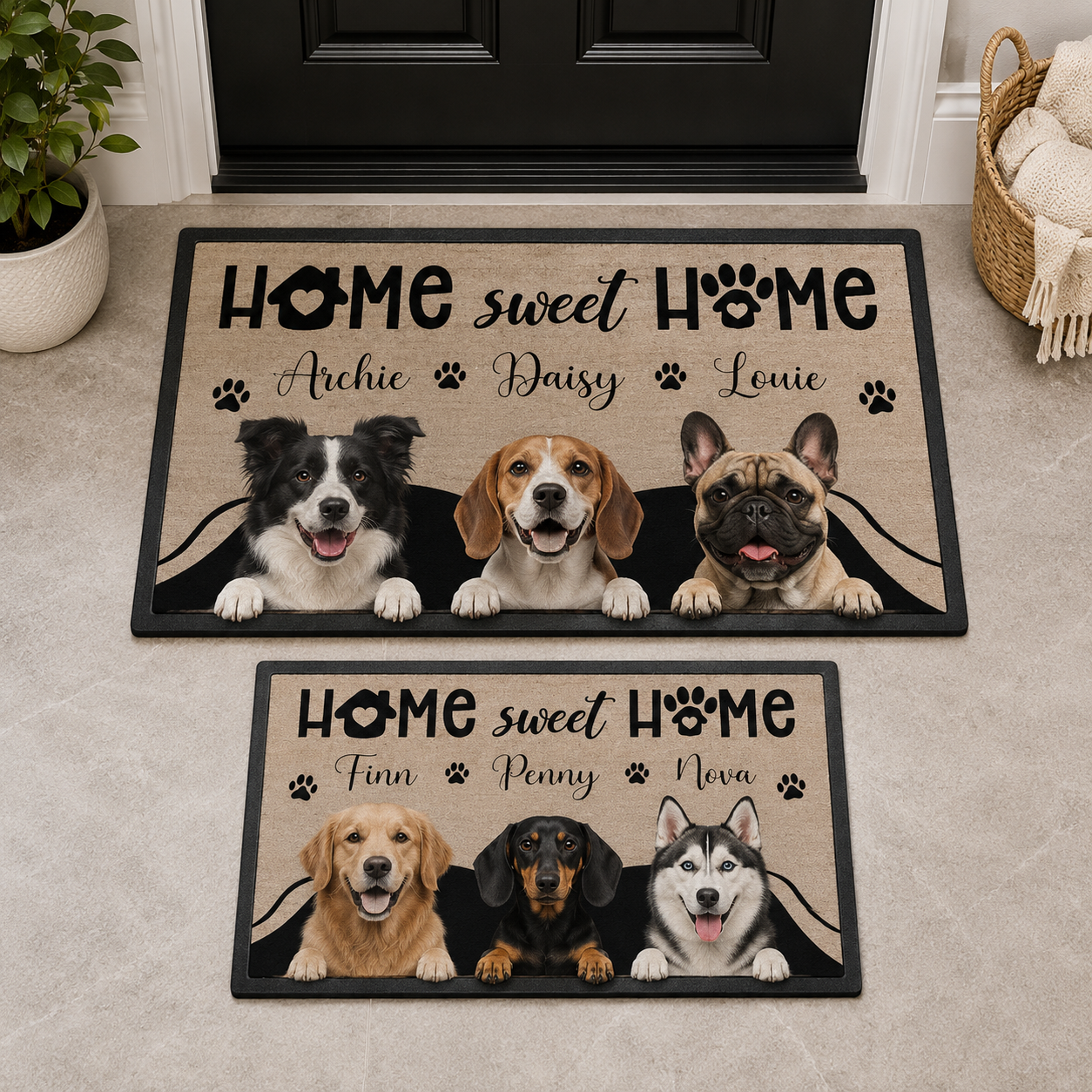 Custom Photo Home Sweet Home Dog Doormat | Photo Pet Doormat | Gift For Dog Lovers