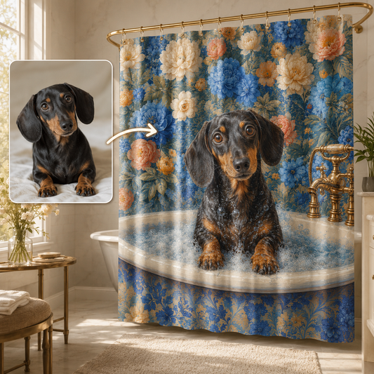 Custom Photo Dog Shower Curtain | Gift For Dog Lovers