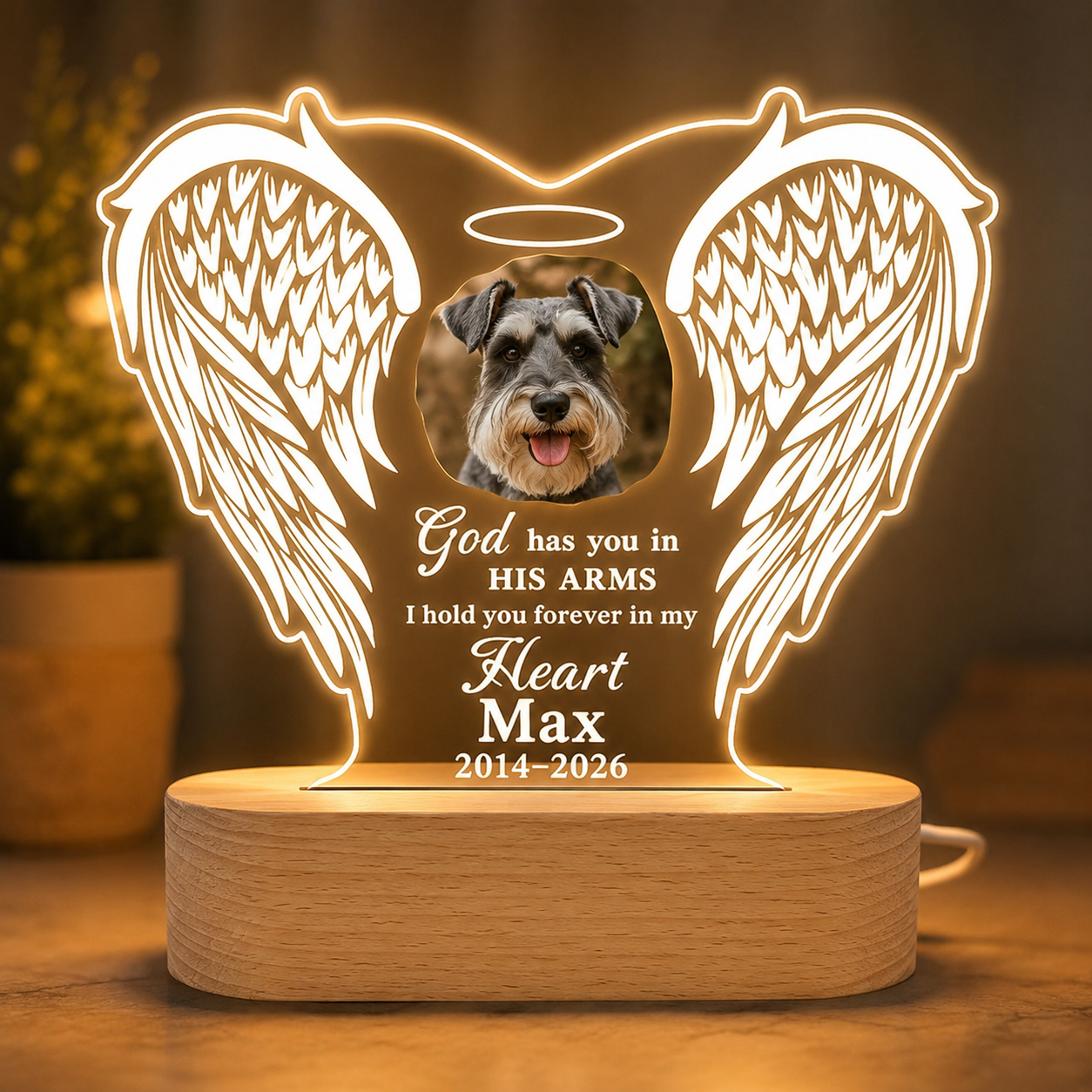 Custom Photo Dog In My Heart Wooden LED Light | Personalized Dog Photo LED Night Light | Pet Loss Sympathy Gift TOM99