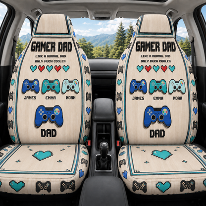 Personalized Game Dad Portrait Car Seat Cover, Custom Dad Seat Protector, Gift For Dad TOM99