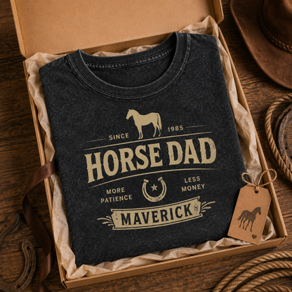 Custom Photo Horse Dad Wash T-Shirt | Personalized Horse Lover Shirt | Gift For Horse Lovers TOM99