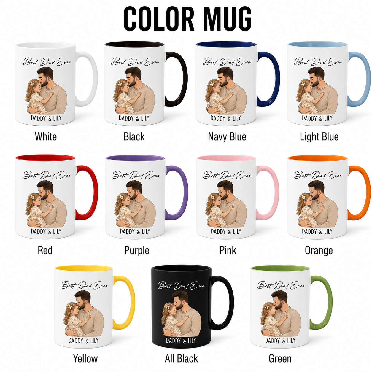 Custom Photo Best Dad Ever Mug, Personalized Mug Mug For Husband Dad Grandfather TOM99