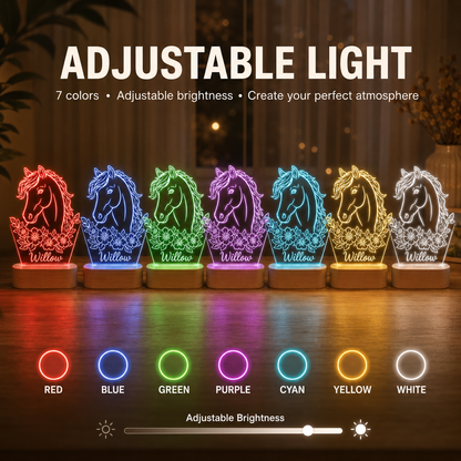 Custom Photo Horse Wooden Led Light | Personalized Horse Photo Wooden Led Light | Gift For Horse Lovers TOM99