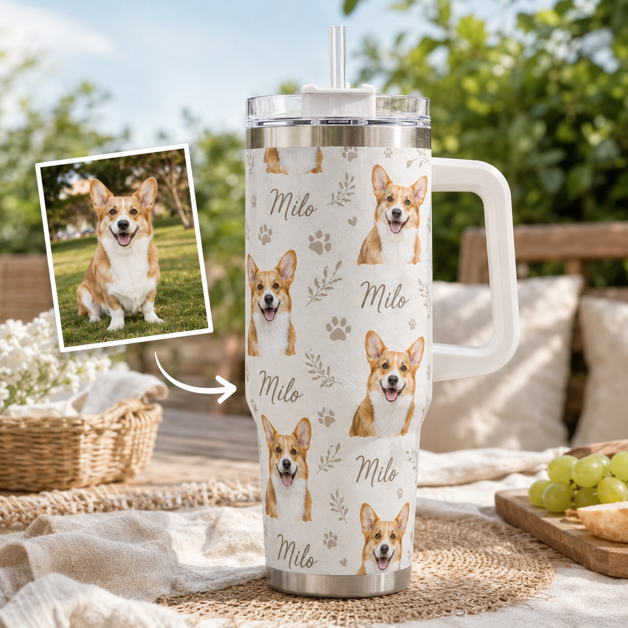 Custom Photo Dog 40oz Tumbler