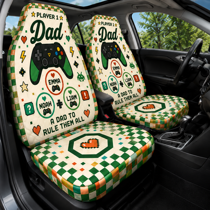 Personalized Game Dad Car Portrait Car Seat Cover, Custom Dad Seat Protector, Gift For Dad TOM99