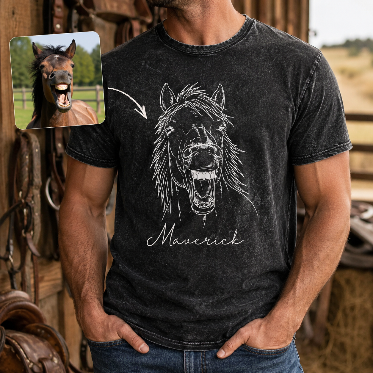 Custom Photo Horse Face Wash T-Shirt | Personalized Horse Lover Shirt | Gift For Horse Lovers TOM99