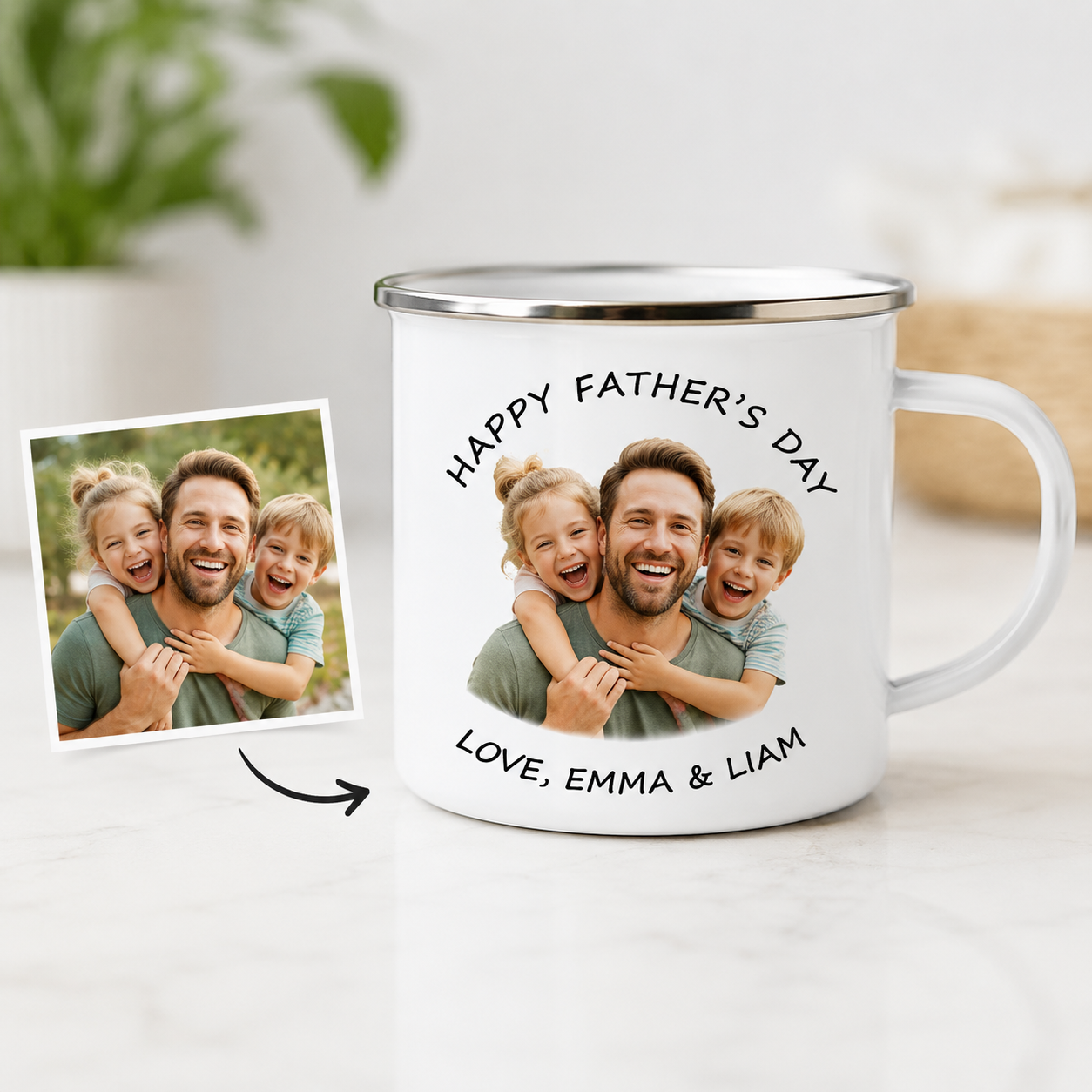 Personalized Dad Camp Mug 12oz, Custom Dad Enamel Cup, Gift For Dad TOM99