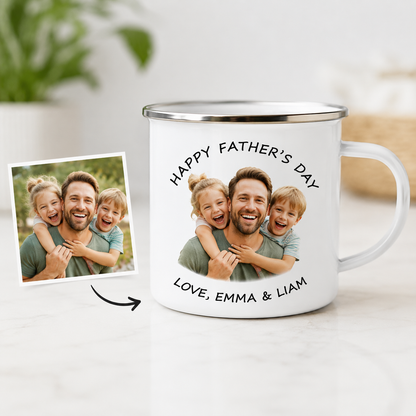 Personalized Dad Camp Mug 12oz, Custom Dad Enamel Cup, Gift For Dad TOM99