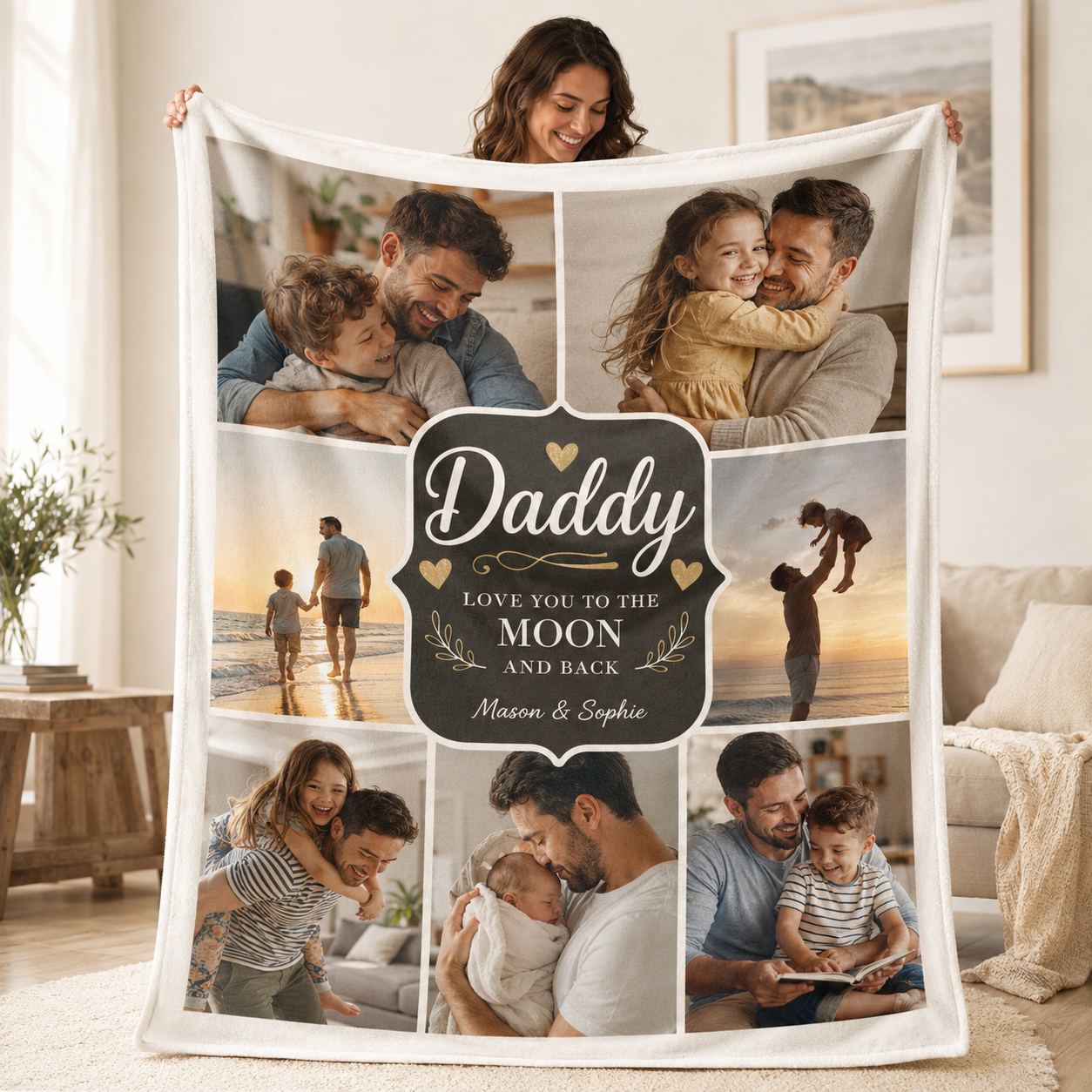Custom Photo Love You Dad Blanket, Personalized Dad Gifts | Gift For Dad TOM99