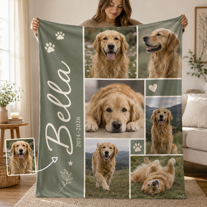 Custom Photo Dog Memories Blanket | Personalized Dog Lovers Gifts | Gift For Dog Lovers TOM99