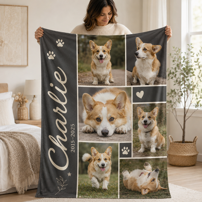 Custom Photo Dog Memories Blanket | Personalized Dog Lovers Gifts | Gift For Dog Lovers TOM99