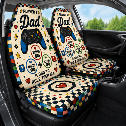 Personalized Game Dad Car Portrait Car Seat Cover, Custom Dad Seat Protector, Gift For Dad TOM99