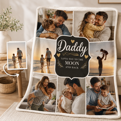 Custom Photo Love You Dad Blanket, Personalized Dad Gifts | Gift For Dad TOM99