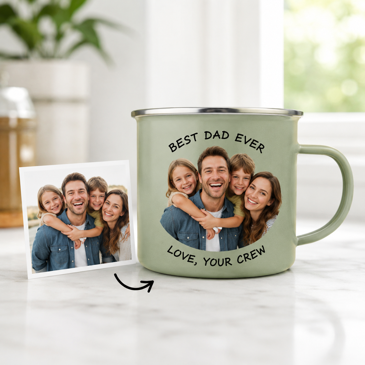 Personalized Dad Camp Mug 12oz, Custom Dad Enamel Cup, Gift For Dad TOM99