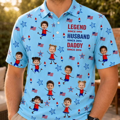 Custom Photo Dad Polo Shirt, Personalized Polo Shirt For Husband Dad Grandfather