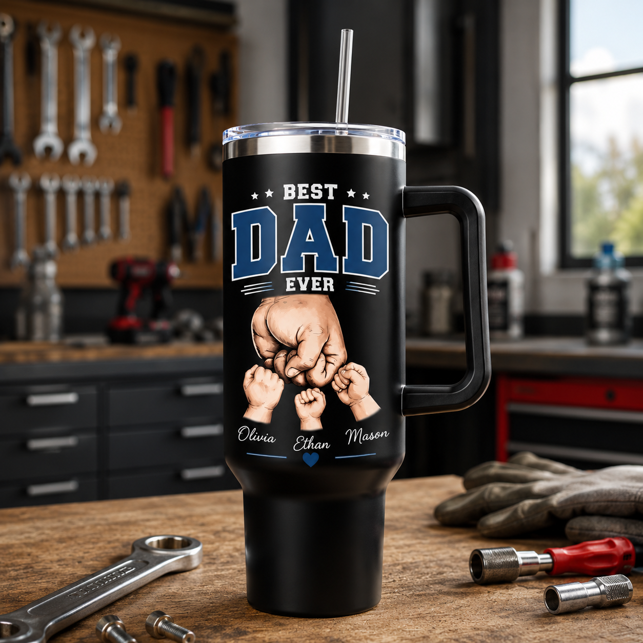 Custom Best Dad 40oz Tumbler, Personalized Dad Tumbler, Father’s Day Gift TOM99