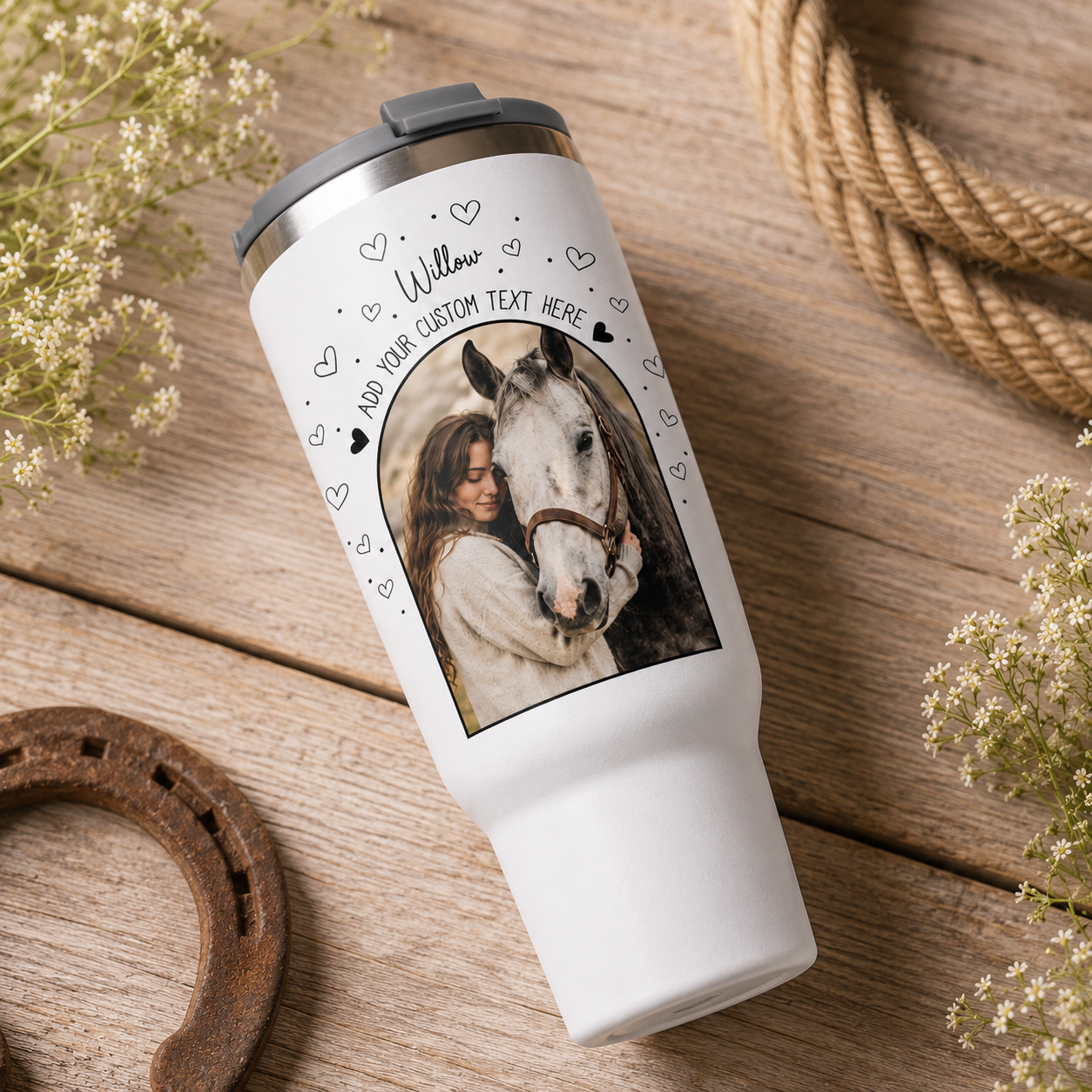 Custom Photo Girl Horse 30oz Tumbler | Gift For Horse Lovers | Pet Lover Gifts TOM99