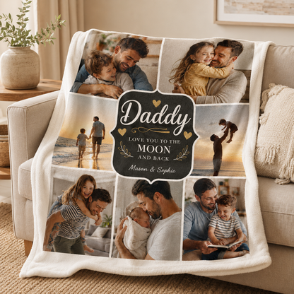 Custom Photo Love You Dad Blanket, Personalized Dad Gifts | Gift For Dad TOM99
