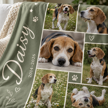 Custom Photo Dog Memories Blanket | Personalized Dog Lovers Gifts | Gift For Dog Lovers TOM99