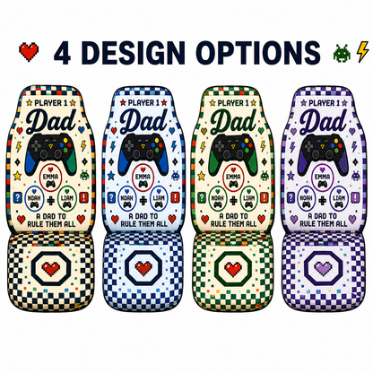 Personalized Game Dad Car Portrait Car Seat Cover, Custom Dad Seat Protector, Gift For Dad TOM99