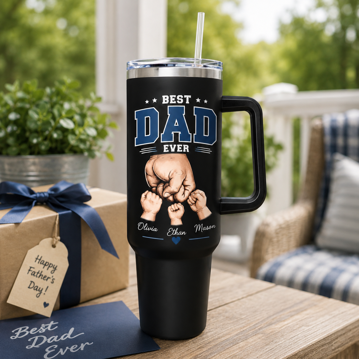 Custom Best Dad 40oz Tumbler, Personalized Dad Tumbler, Father’s Day Gift TOM99