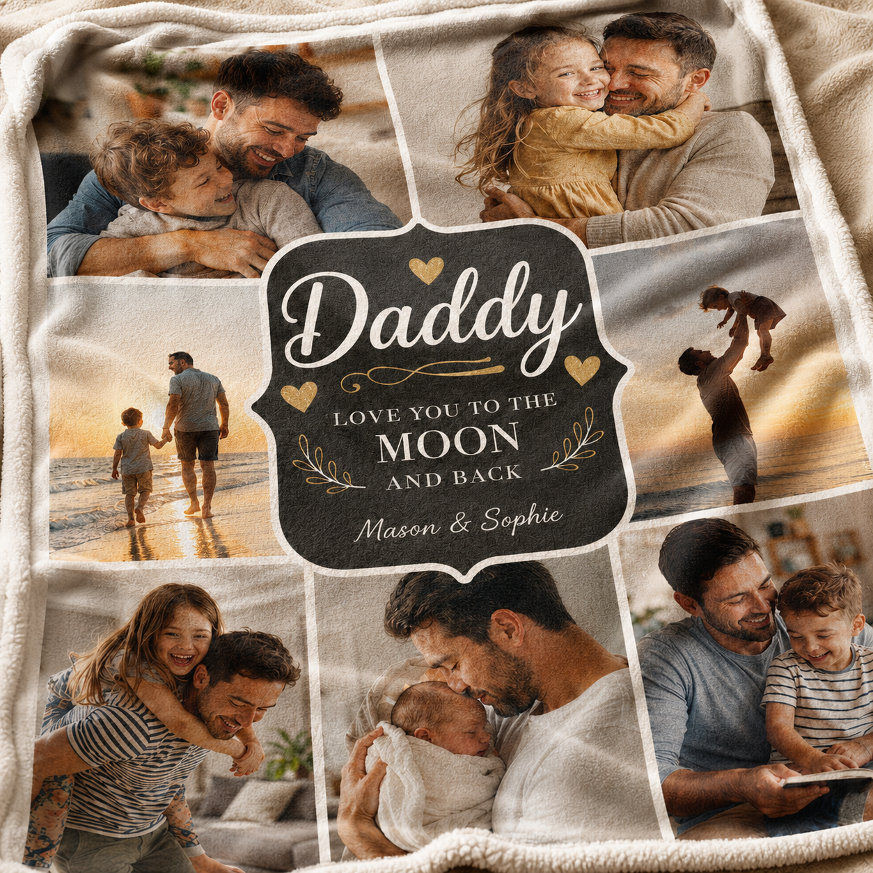 Custom Photo Love You Dad Blanket, Personalized Dad Gifts | Gift For Dad TOM99