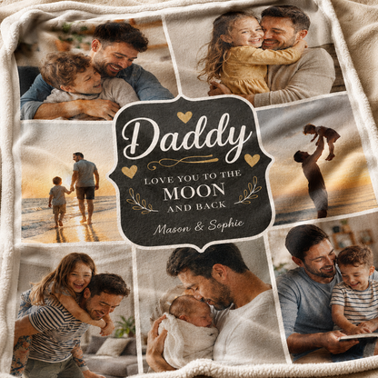 Custom Photo Love You Dad Blanket, Personalized Dad Gifts | Gift For Dad TOM99
