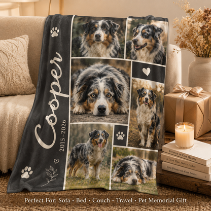 Custom Photo Dog Memories Blanket | Personalized Dog Lovers Gifts | Gift For Dog Lovers TOM99