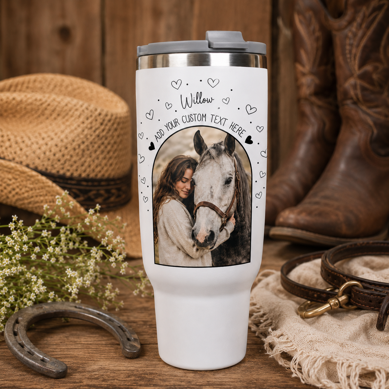 Custom Photo Girl Horse 30oz Tumbler | Gift For Horse Lovers | Pet Lover Gifts TOM99