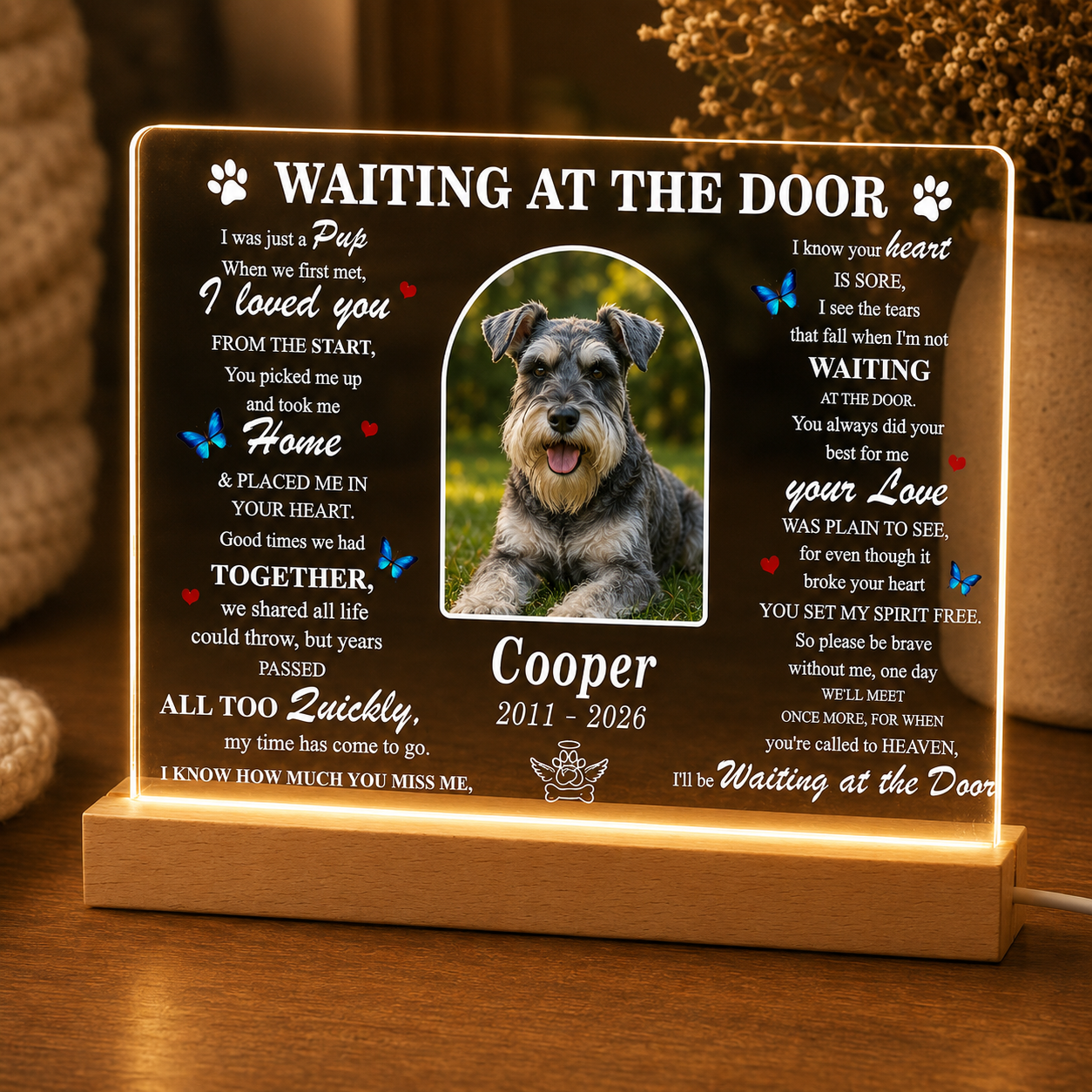 Custom Photo Dog Memory Wooden LED Light | Personalized Dog Photo LED Night Light | Pet Loss Sympathy Gift TOM99 (Copy)