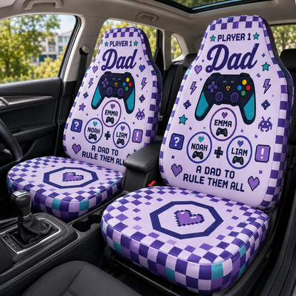 Personalized Game Dad Car Portrait Car Seat Cover, Custom Dad Seat Protector, Gift For Dad TOM99
