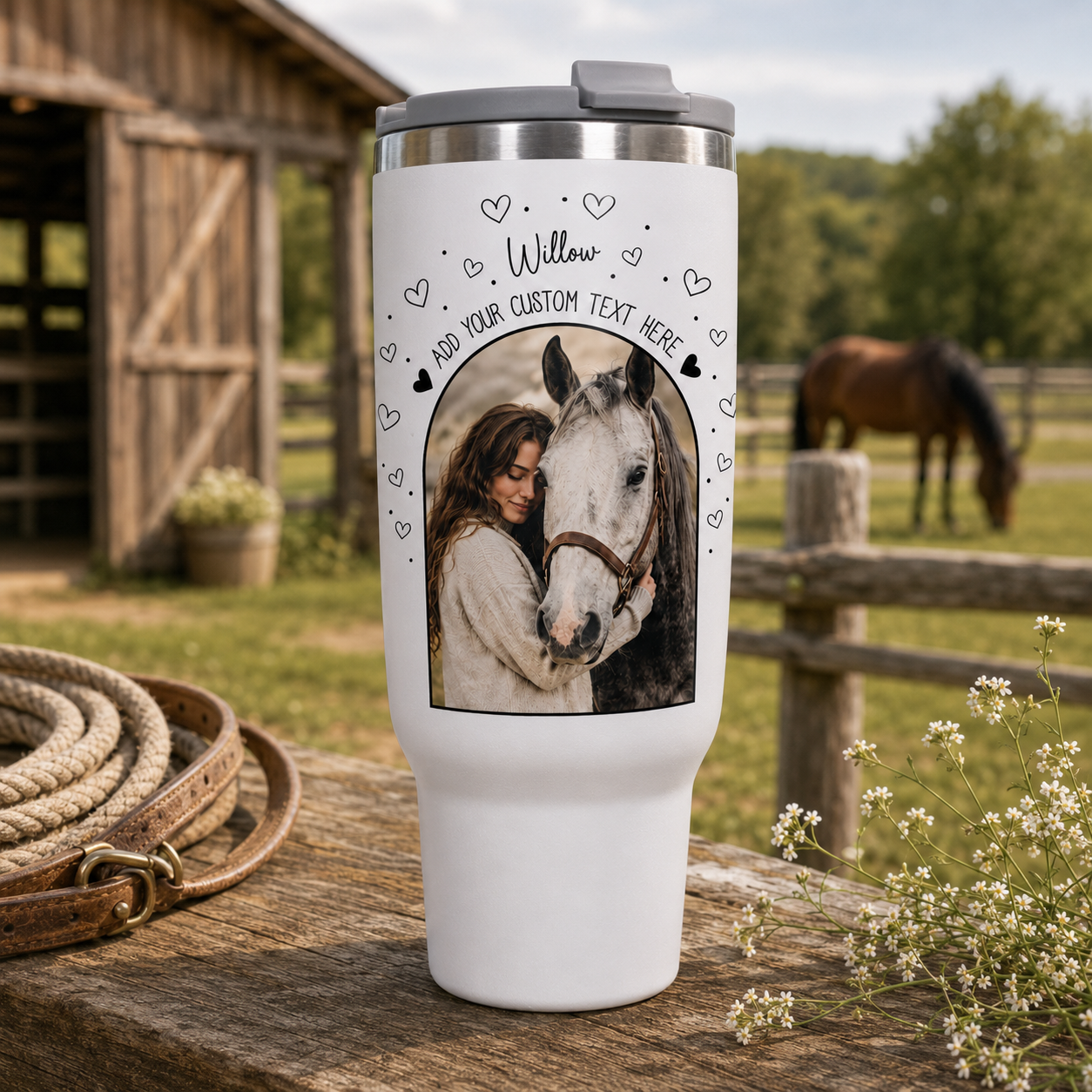 Custom Photo Girl Horse 30oz Tumbler | Gift For Horse Lovers | Pet Lover Gifts TOM99