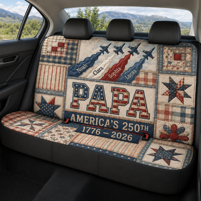 Personalized Papa America Car Rear Seat Cover, Custom Back Seat Protector For Dad, Gift For Dad TOM99