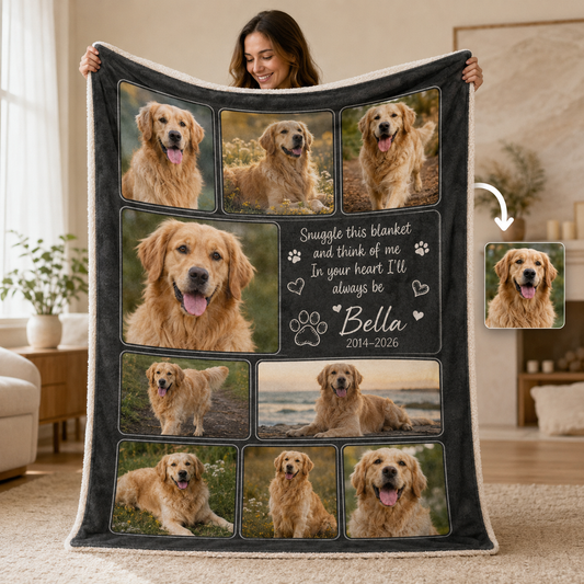 Custom Photo Dog Memories Blanket | Personalized Dog Lovers Gifts | Gift For Dog Lovers TOM99