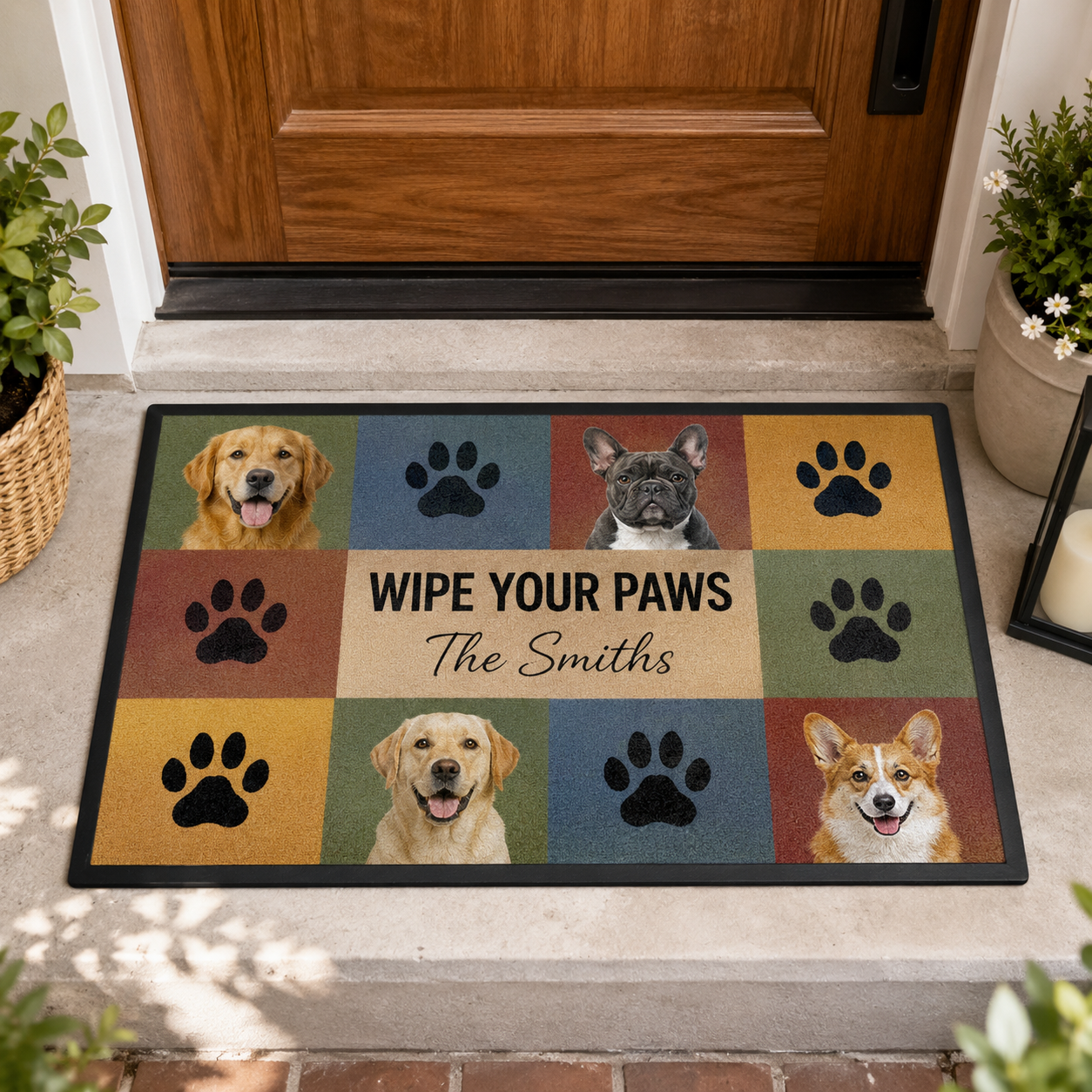 Custom Photo Wipe Your Paws Dog Doormat | Photo Pet Doormat | Gift For Dog Lovers